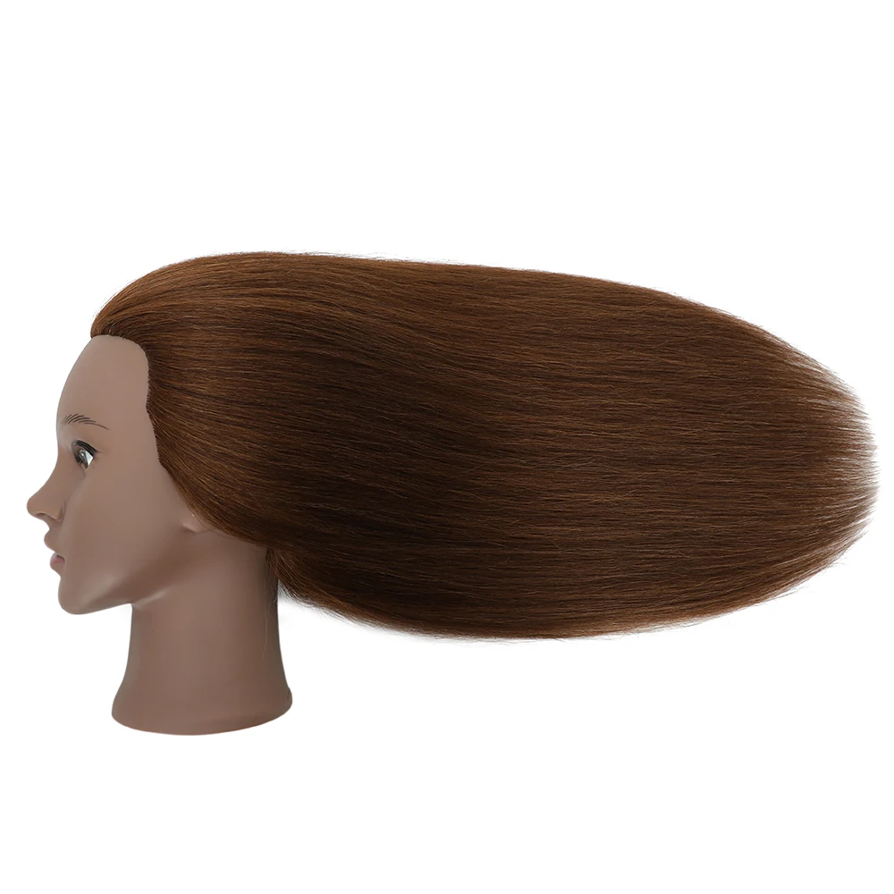 Cabeça de manequim com 100% cabelo humano real, cabeça de boneca com braçadeira, prática de trança, treinamento, estilo, cosmetologia, manequim para ha