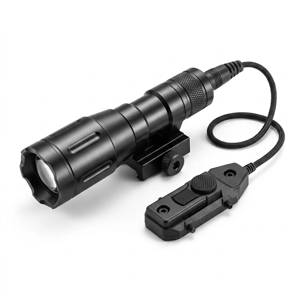 

Tactical Hunting Flashlight fits 20mm Rail with Extend Pressure Switch Hunting Light
