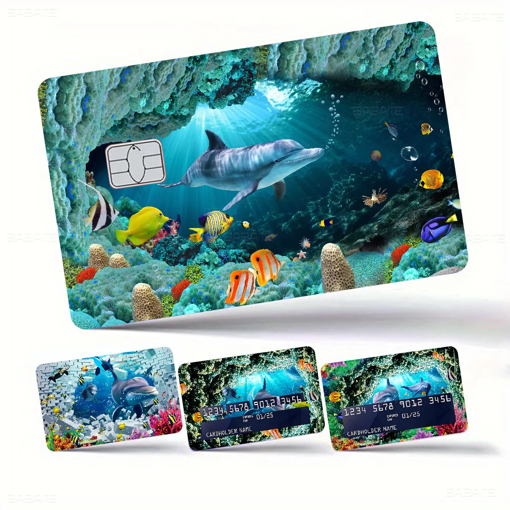 Underwater World Ocean Undersea Fish Film Sticker Tape For Bank Credit Debit Card Personalized Credit Card Protection Stickers