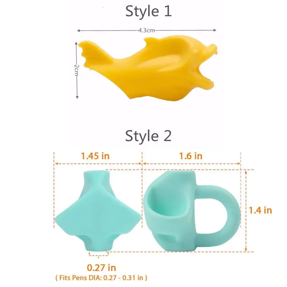 Random Color Fish Shaped Ergonomic Students Silicone Pencil Grips Training Grip Holder Posture Correction Tool Writing Aid Grip
