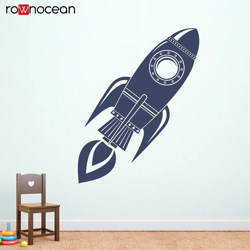 

Наклейка на стену Rocket Ship Decor, наклейка в виде космического рулона для спальни и мальчика, подарок на день рождения, E575