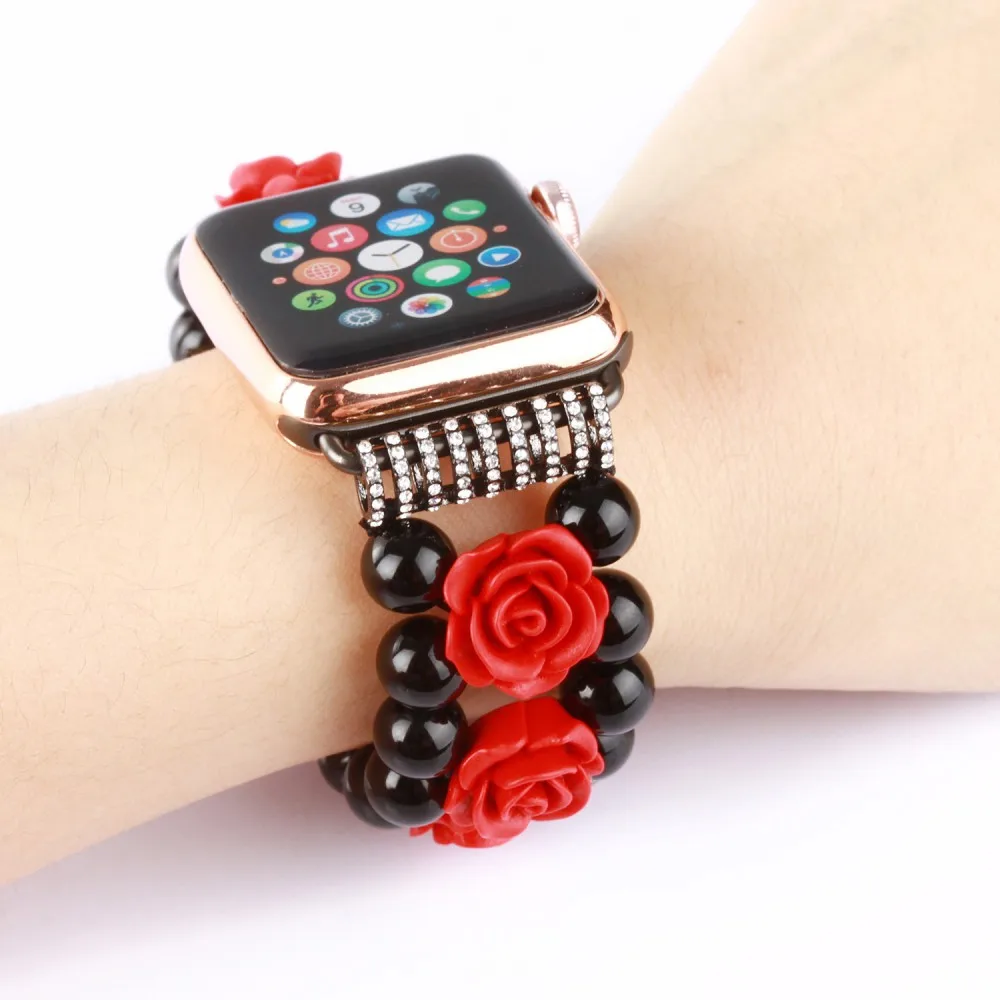 

Red Rose Flower Band for Apple watch band 45mm 41mm 44mm 42mm 40mm 38mm Bracelet for iWatch Ultra 8 7 6 5 4 SE Jewelry Wristband