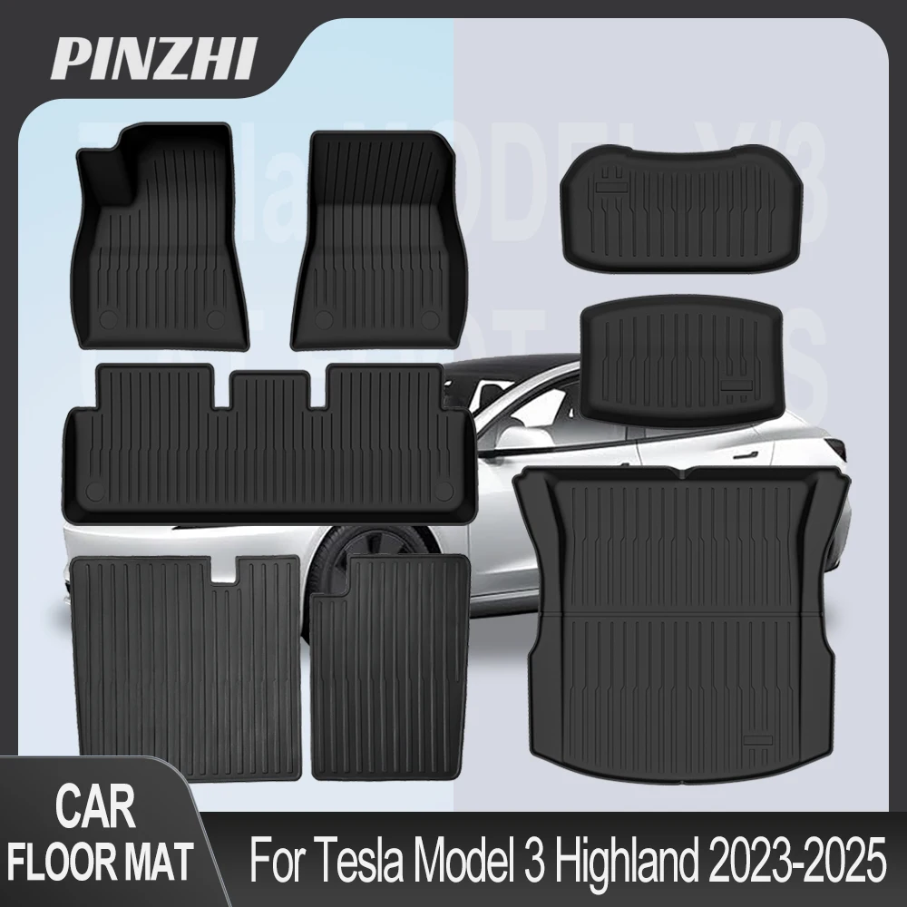 

For Tesla Floor Mats Model 3 Highland 2023-2025 Left Rudder Luggage Mat TPE waterproof Anti-Slip Set Floor Liner Mat