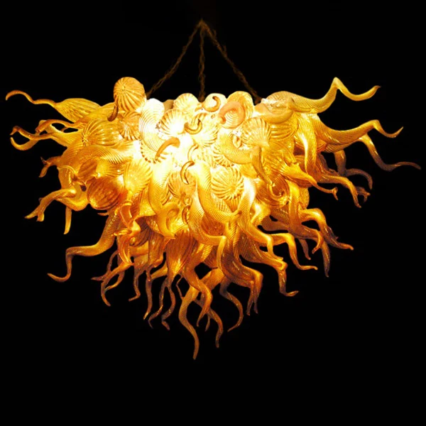 Amber Glass Chandelier Lighting Antique Hand Blown Glass Led Pendant Lamps
