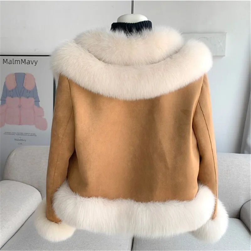 2025 winter new imitation fur thick warm coat women fashion Long sleeve Down Cotton liner suede jacket Female loose Outwear T786