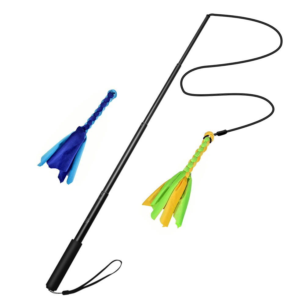 

Telescoping Dog Teaser Stick Extendable Flirt Pole Super Elastic Rubber String Indestructible Wand Pet Toys Interactive Puppy