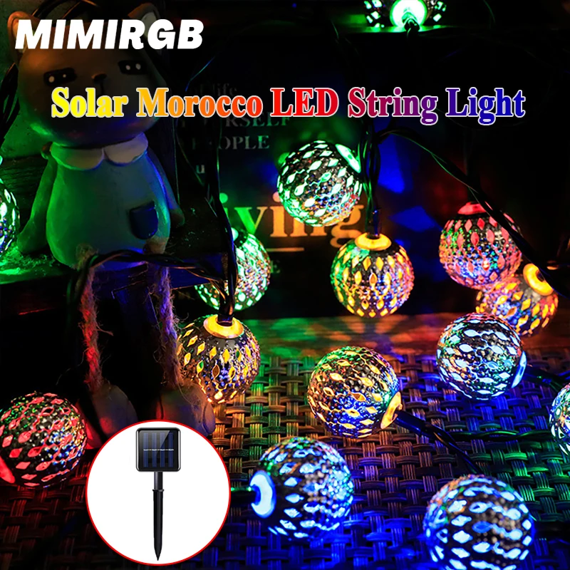 

Solar String Lights Outdoor Waterproof Globe Fairy Lights Outdoor 8 Modes String Light Garden Yard Porch Wedding Party Decor