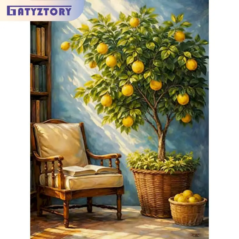 

GATYZTORY Lemon Tree Paint By Numbers Create Wall Art Painting With Numbers Scenery Painting Numbers Gift Paint Kit for Beginner