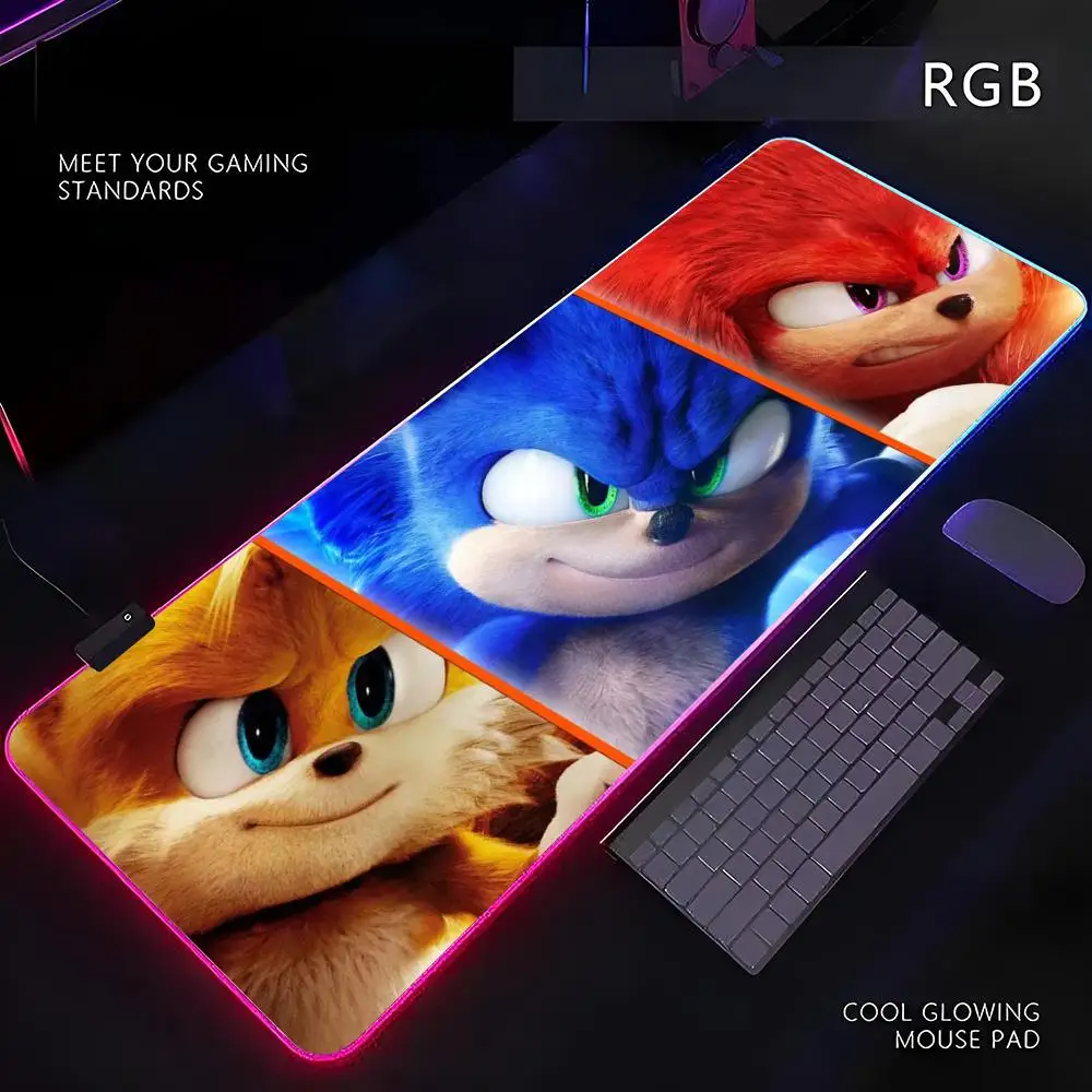

Game S-Sonics Hedgehog S-Shadows Mouse Pad RGB Gamer LED Light Mouse Mat Peripherals Mousepad Computer Desk Mat XL Mice Keyboard