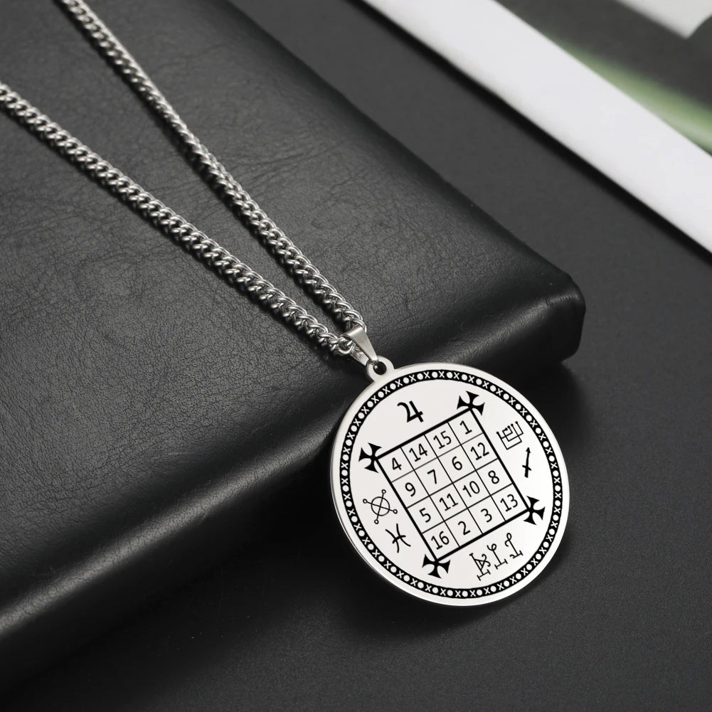 Dawapara Religious Solomon Necklace  Magic Square Talisman Pendants Protection Wealth Amulet Stainless Steel Jewelry