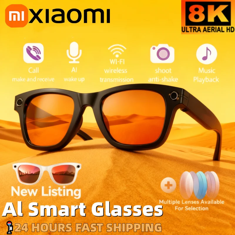 

Xiaomi 8K HDSmart Glasses AI GPT Camera Bluetooth Call 260Mah Battery Voice Assistant Translate office Identify Objects Smart