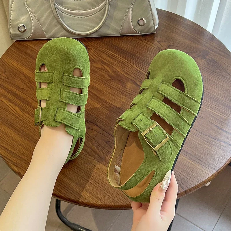 

Женская повседневная обувь с круглым носком на плоской подошве, женские сандалии высокого качества, удобные модельные французские туфли для женщин, Zapatos De Mujer