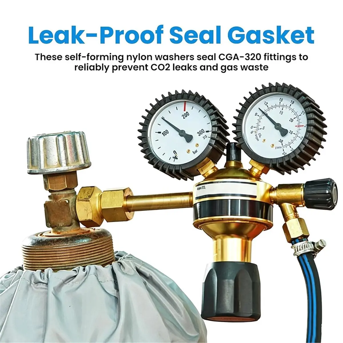 20 Pack Nylon CO2 Washers Self Centering Seals for CGA-320 Regulator Fittings, Leak-Proof O-Rings