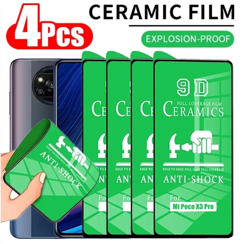 4Pcs Soft Ceramic Film for Xiaomi Poco X3 Pro C40 F3 F4 X4 GT M5 M5S Screen Protector for Mi Poco F5 X5 M3 M4 X4 Pro Not-Glass