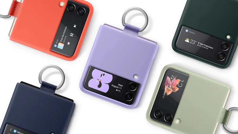 Original Samsung Galaxy Z Flip3 Silicone Cover With Ring Protective Case For Samsung Z Flip 3