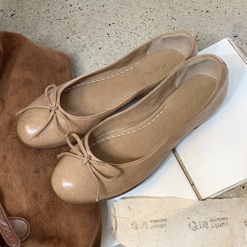 

Элегантные балетки, женские модные неглубокие удобные туфли в стиле ретро с бантом, новые весенне-осенние лаконичные туфли на плоской подошве, женские туфли Zapatos De Mujer