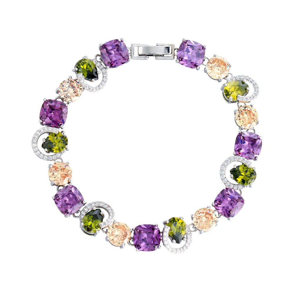 CWWZircons Echte Zirkonia Funkelnde Lila Olivgrüne CZ-Anhänger Damen-Verlobungs-Party-Armbänder Schmuck Großhandel S0216 – Detail 4