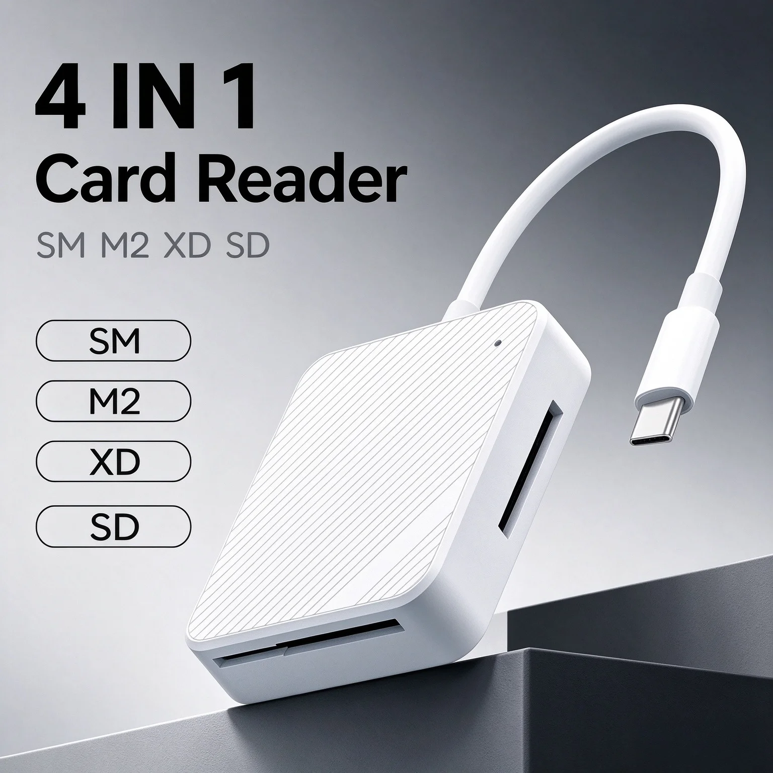 4-in-1 Type-C OTG Smart Media Type C Memory Card Reader Adapter M2 SD SM XD Card Reader For Android Mobile Phone Accessories