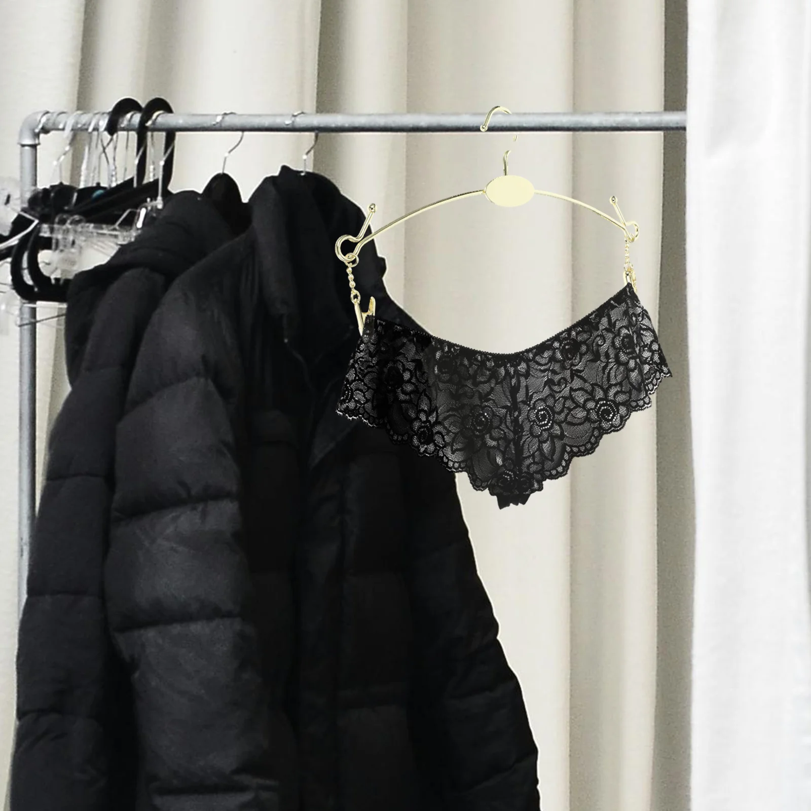 

10Pcs Metal Underwear Hangers Bra Organizer Closet Rack Space Saving Lingerie Clothes Hanger Metal Hangers Bra Rack