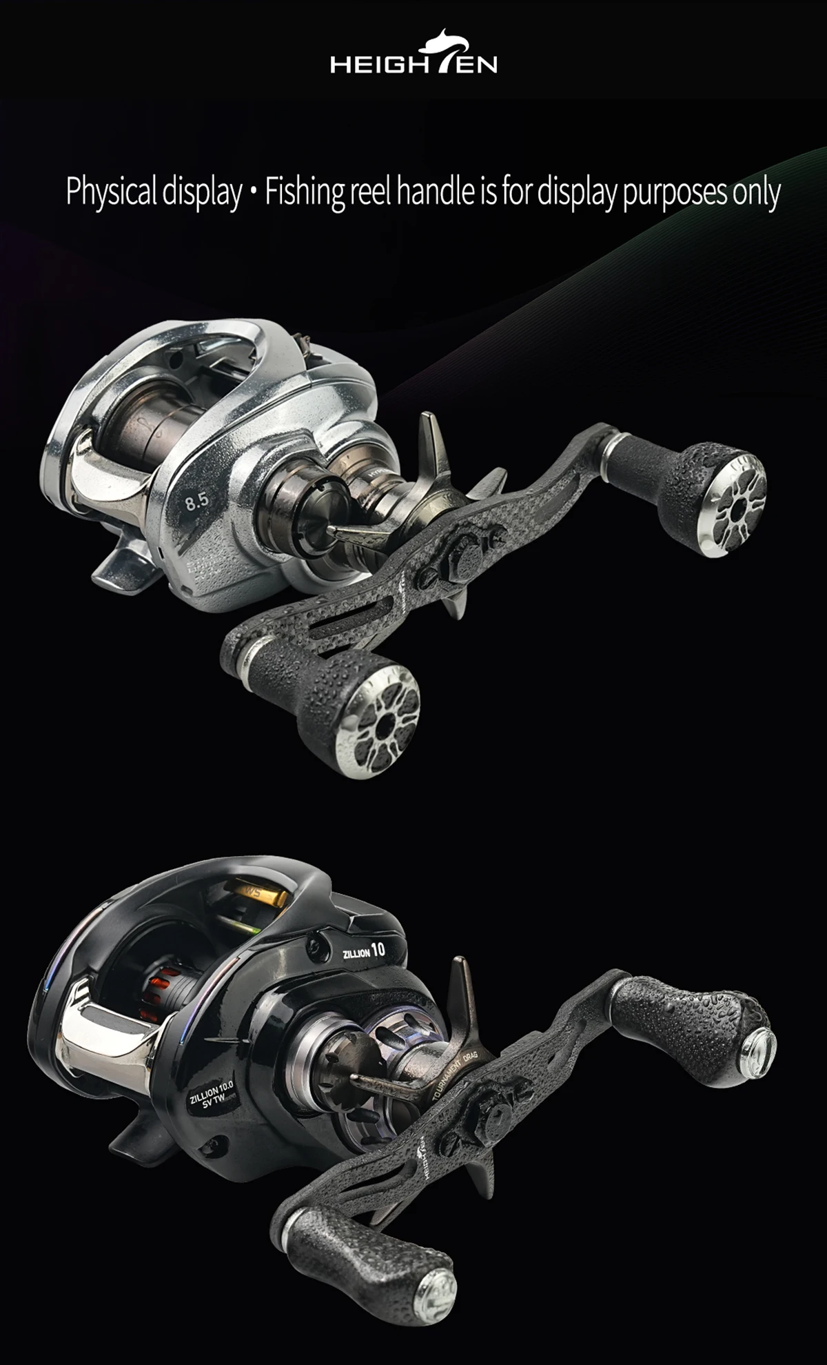 HEIGHTEN Baitcastingrolle Carbon Griff 110mm/120mm/130mm Ohne Knopf Für Shimano Daiwa Abu Köder Reel – Detail 10