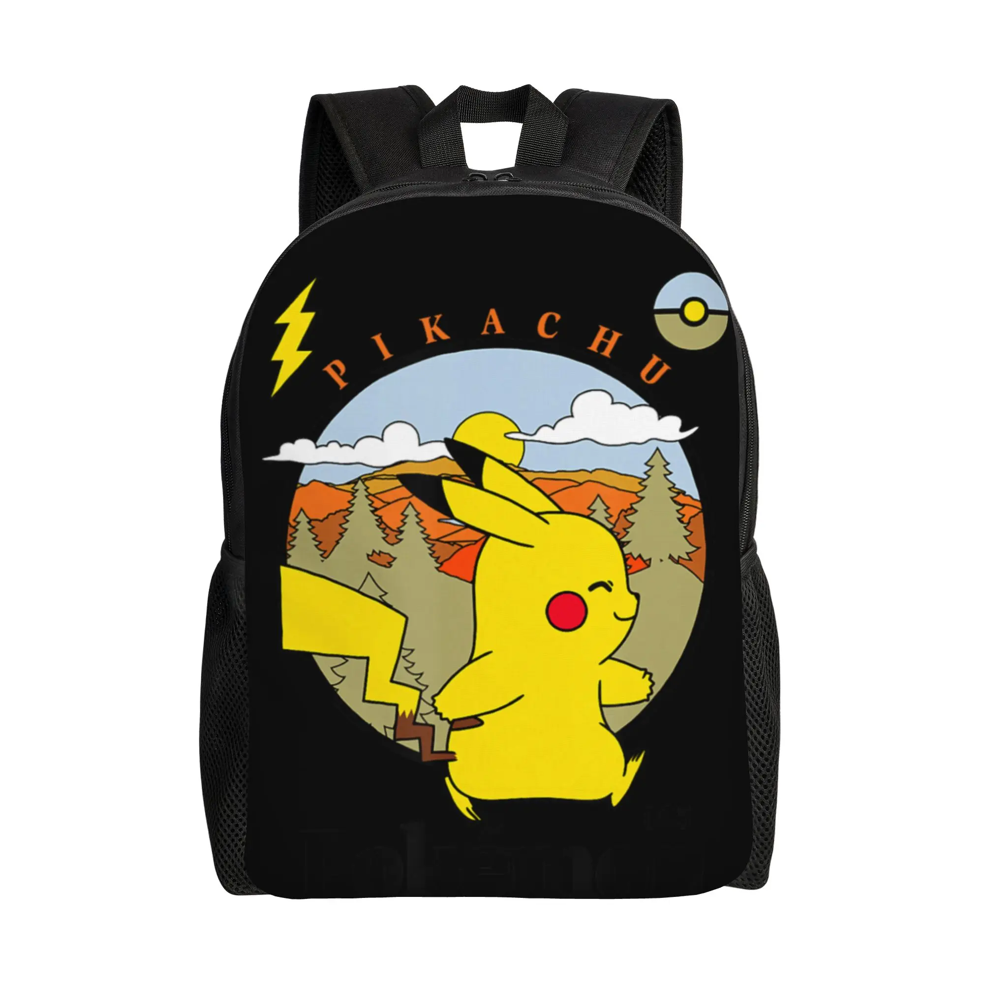 

Back to school season New Pikachu Outdoor Adventures Vintage Post Card Knapsack Pokemon Unisex Backpack
