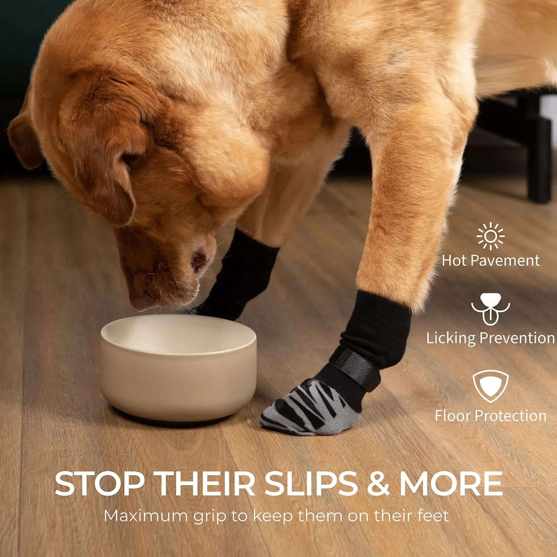 Traction Control Anti‑Slip Dog Socks 4Pcs/Set With Straps Pet Paw Protector For Small Dogs Indoor Hardwood Flooring