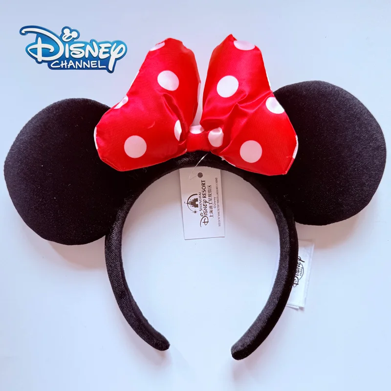 

Disney Classic Minnie Ears Headband Red Polka Dot Bow Plush Mouse Ear Hair Hoop Cosplay Hair Accessories For Adults Kids ﻿