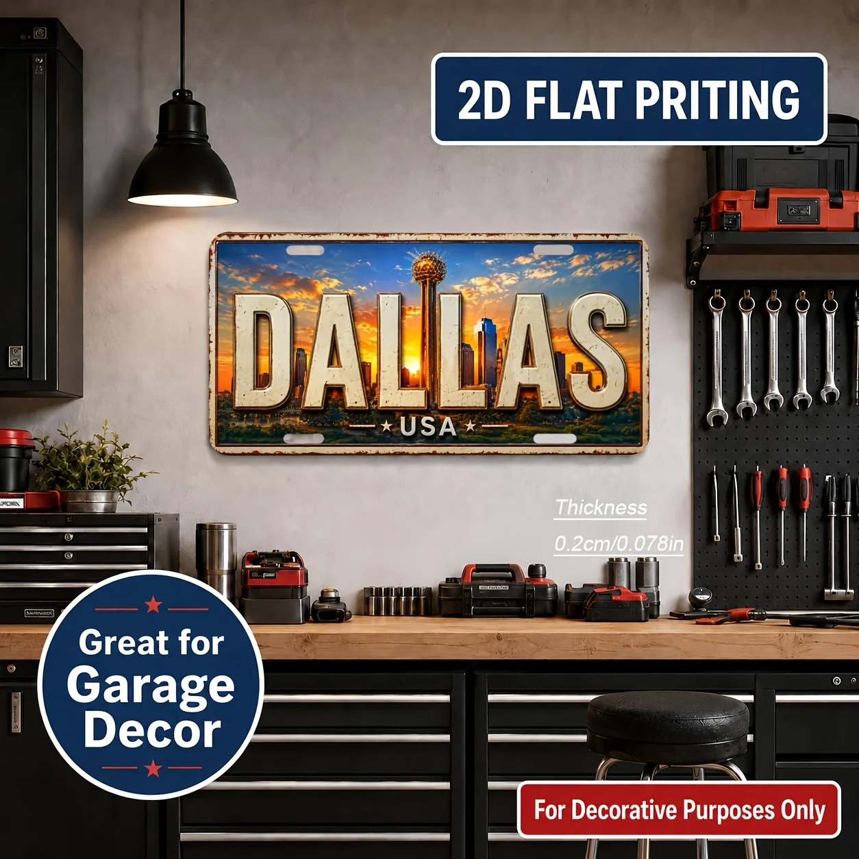 2D Flat, [2D Flat] 2D Flat, 1pc, Dallas-themed Vintage Sign, for Decorative Use Only, Home Decor, Birthday Gift, Vintage Wall Ar