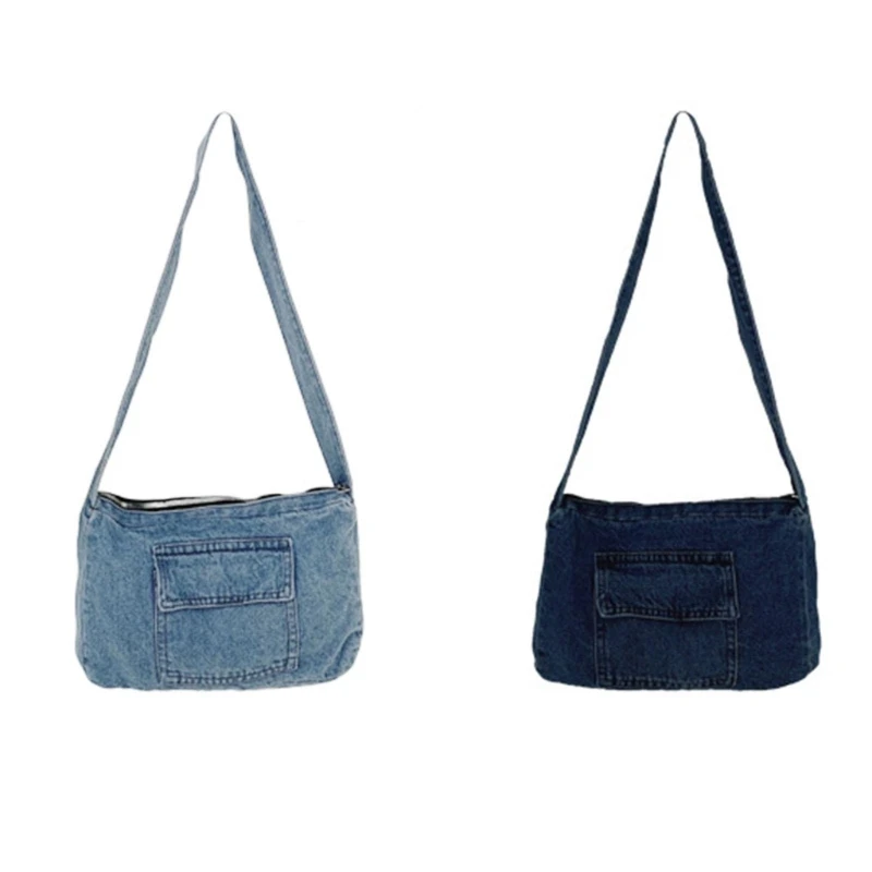 Modne torby Crossbody dla kobiet Retro Denim torba na ramię pasująca torba Hobo Tote Bag tornister studencki codzienna torba płócienna