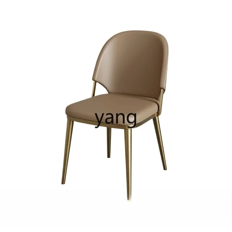 

LTT Modern Simple Light Luxury Leather Dining Chair Home Comfortable Backrest Stainless Steel Chair