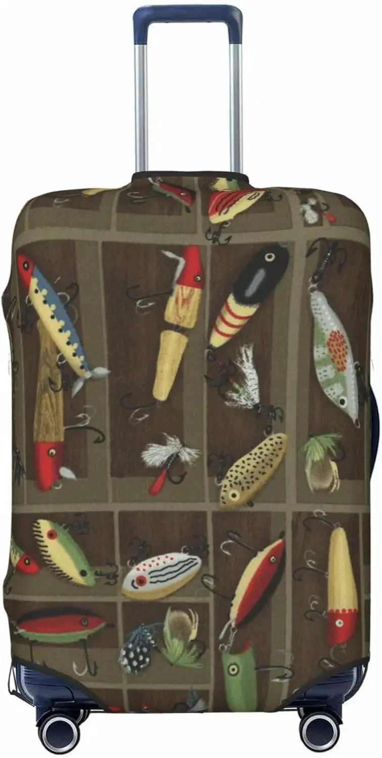 

Чехол для чемодана с принтом в стиле рыболовных снастей и приманок, моющийся, эластичный, модный, защитный чехол для багажа, аксессуар для путешествий