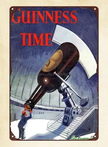 1p,southwestern decor guinness time 1956 beer Restaurant metal tin sign