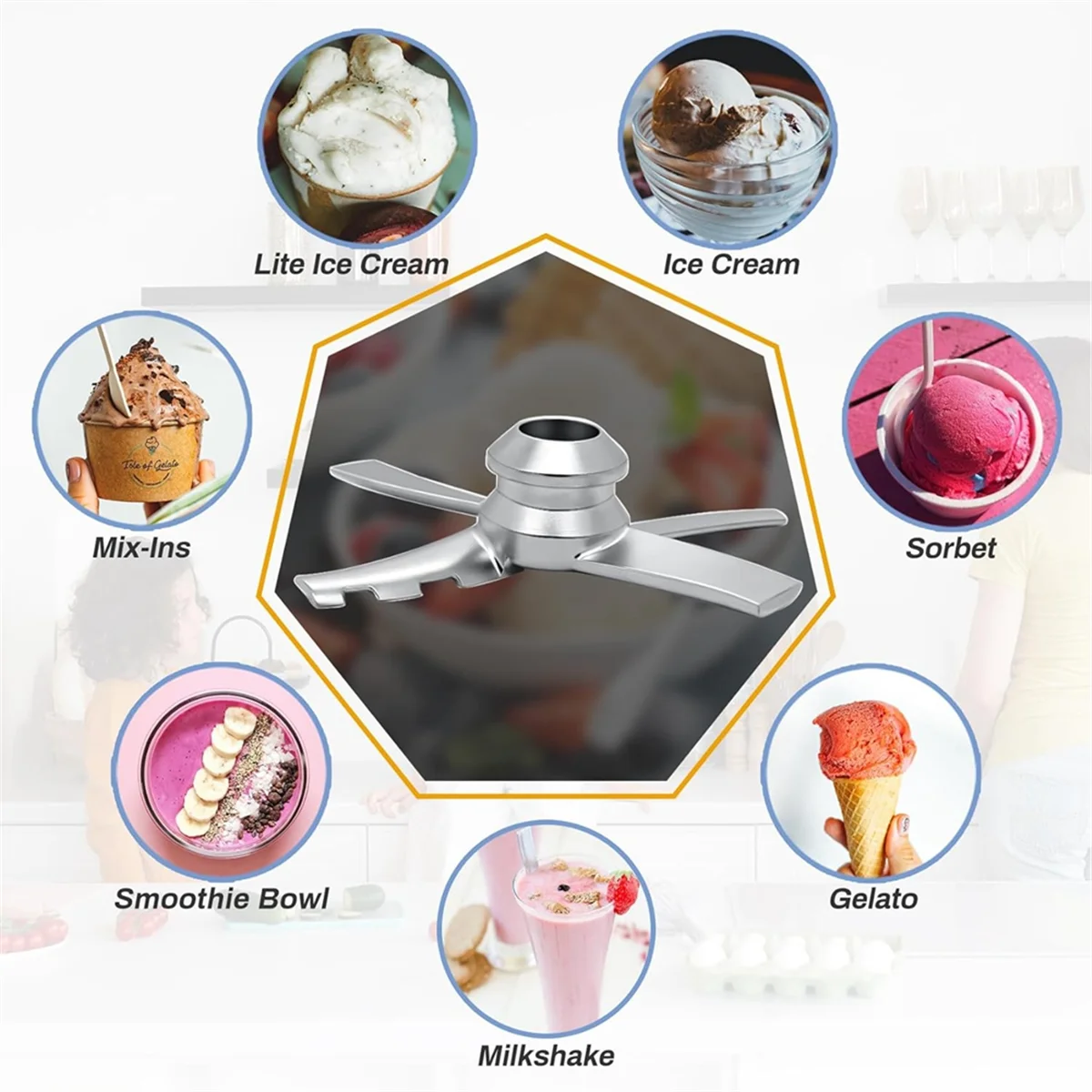 เปลี่ยนใบมีดพายสําหรับ Ninja Creami NC300 Series Ice Cream Makers,ผสมใบมีด Paddle NC301, CN305A, CN301CO