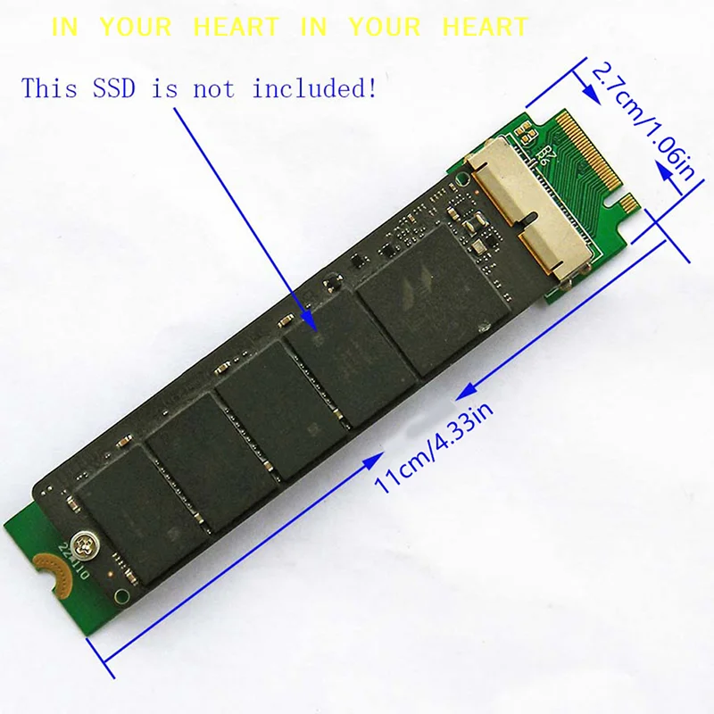 【X】For MacBook Air Pro 12+16 Pins SSD to M.2 Key M (NGFF) PCI-e Adapter Converter Card for PC Computer Accessories C26