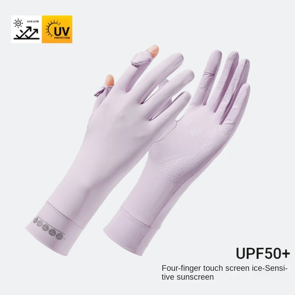 Neue Touchscreen-Handschuhe aus Eisseide mit Klappfingern, Anti-UV-Sonnenschutz, atmungsaktiv, verlängert, für Reiten und Autofahren, Sommer