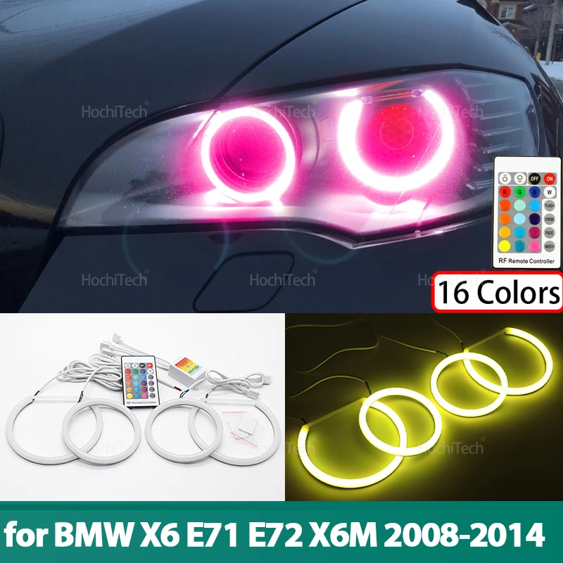 

High Quality Multi Color Cotton LED Angel Eye Ring Remote Control for BMW X6 E71 E72 X6M 2008-2014 Car Daytime Running Light