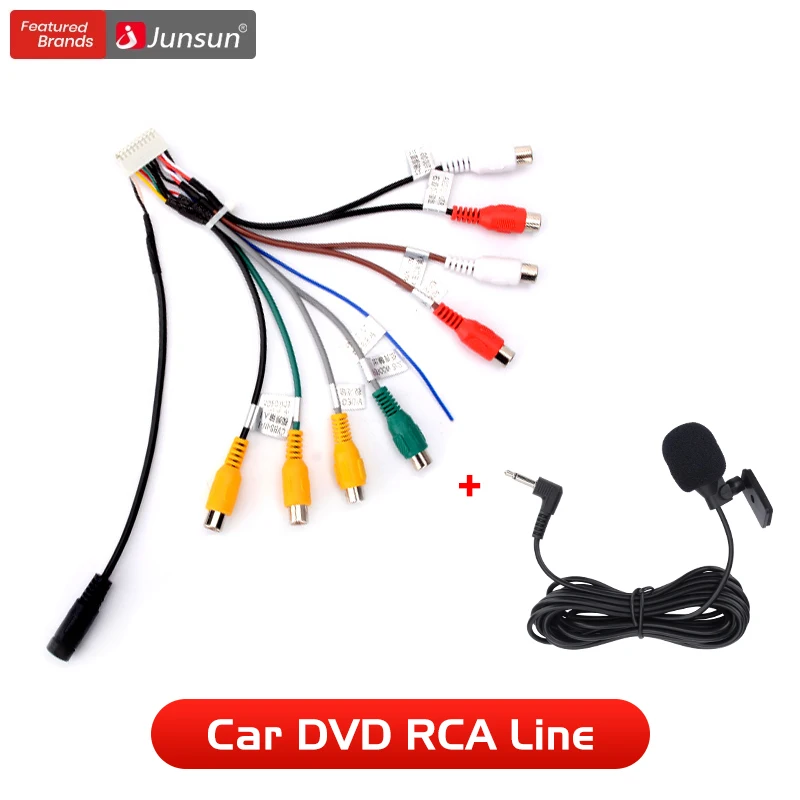 Junsun Car Stereo Radio RCA Output Wire Aux-in Adapter Cable with MIC Car Accessories