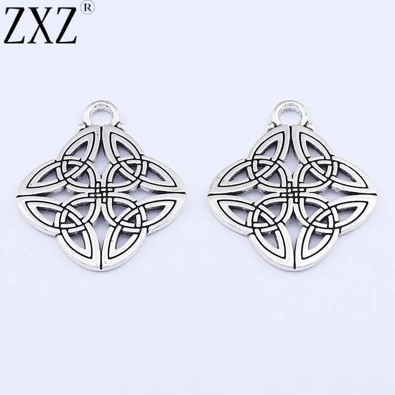 

ZXZ 10pcs Tibetan Silver large Hollow Celtic Knot Charms Pendants for Jewelry Making Accessories 40x34mm