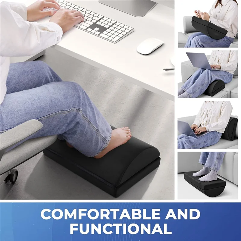 B49C Foot Rest For Under Desk At Work With 2 Adjustable Heights For Back & Hip Pain Relief