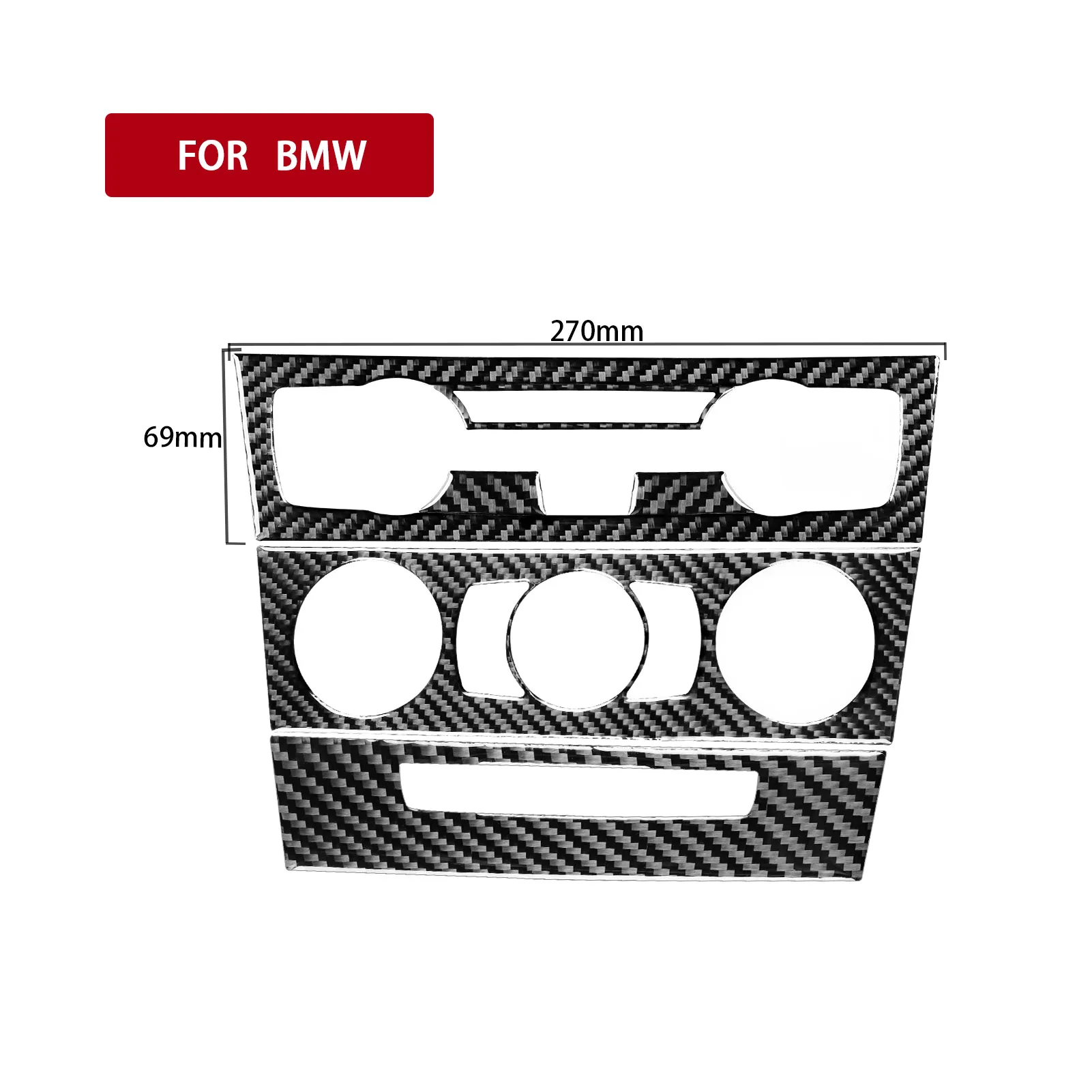 Painel de Controle Central de Fibra de Carbono Decalque, Modelo D Guarnição Adesivo, Moldagem Interior para BMW Série 1, E81, E82, E87, E88, 2008-2013