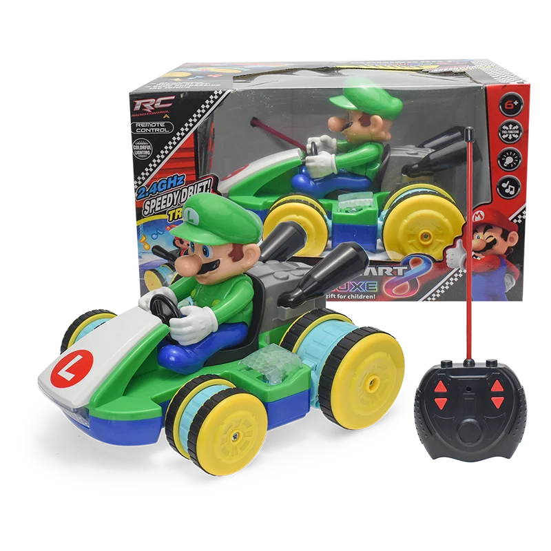 Super Mario Kart Remote Control Car Toys Luigi Yoshi Cartoon Game Figure with Light & Music Interactive Toys for Children Gifts