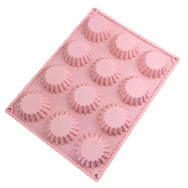 12 Cavity Round Silicone Muffin Cup Mold Cake Chocolate Egg Tart Baking Tray Silicone Cake Mold Bread Biscuit Dessert Bakeware