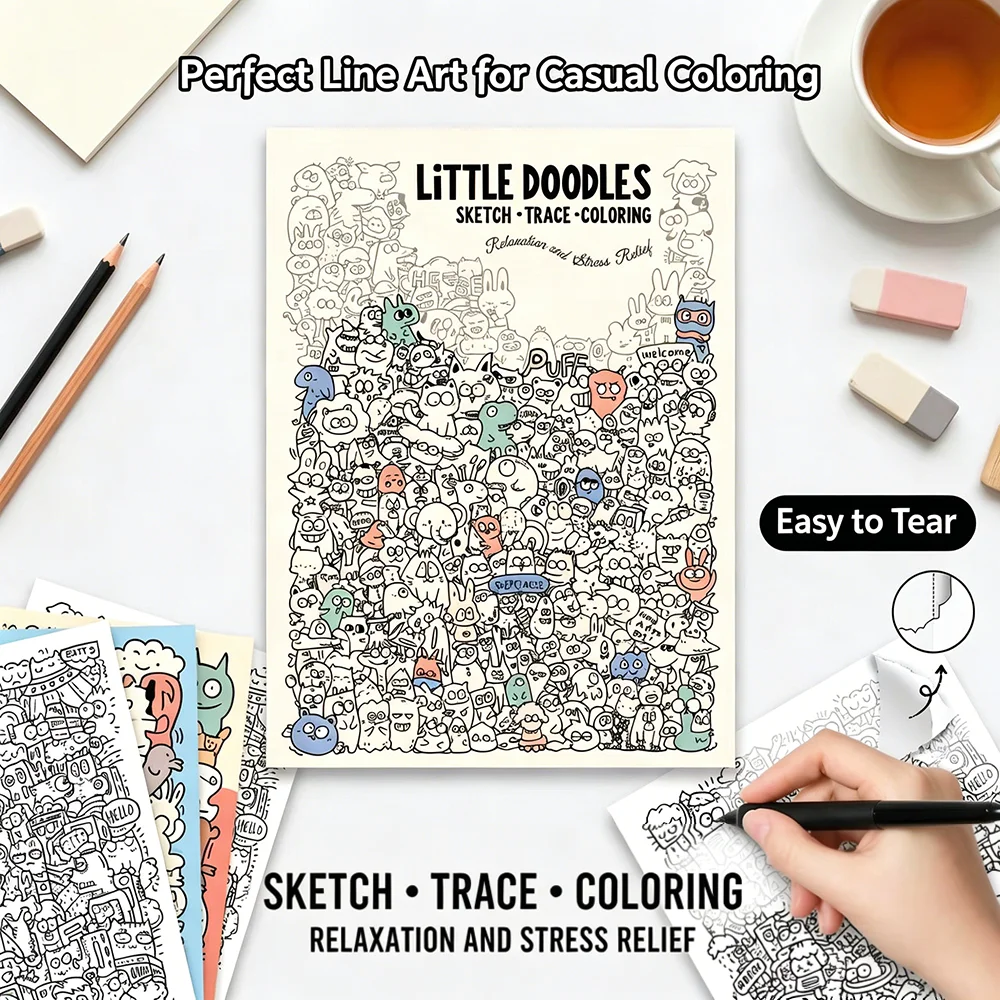 32 page Cartoon Anime Sketching Student Creative Graffiti Hand Drawing Practice Book Fishing Line Manuscript