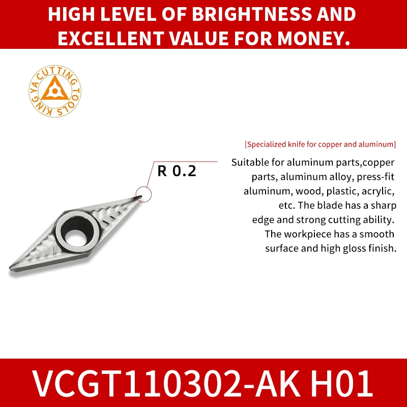 

VCGT11 VCGT16 Aluminum blade cutting tools CNC Carbide Inserts
