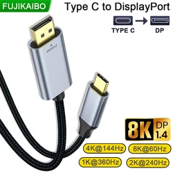 Type C to DisplayPort 1.4 Cable 8K 60Hz 4K 144Hz USB C to DP Cable Converter Adapter For MacBook Pro Lenovo HP MateBook Laptop