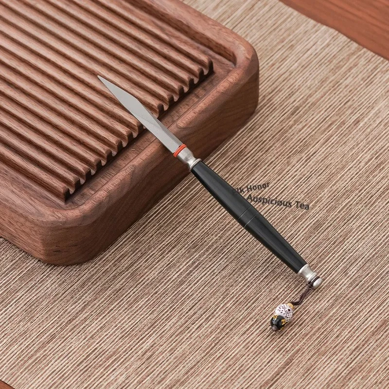 Leather Sheath Pure Titanium  Ceremony Accessories Kung Fu  Set  Knife Tea Splitter  Spatula Pry  Brewing Tool