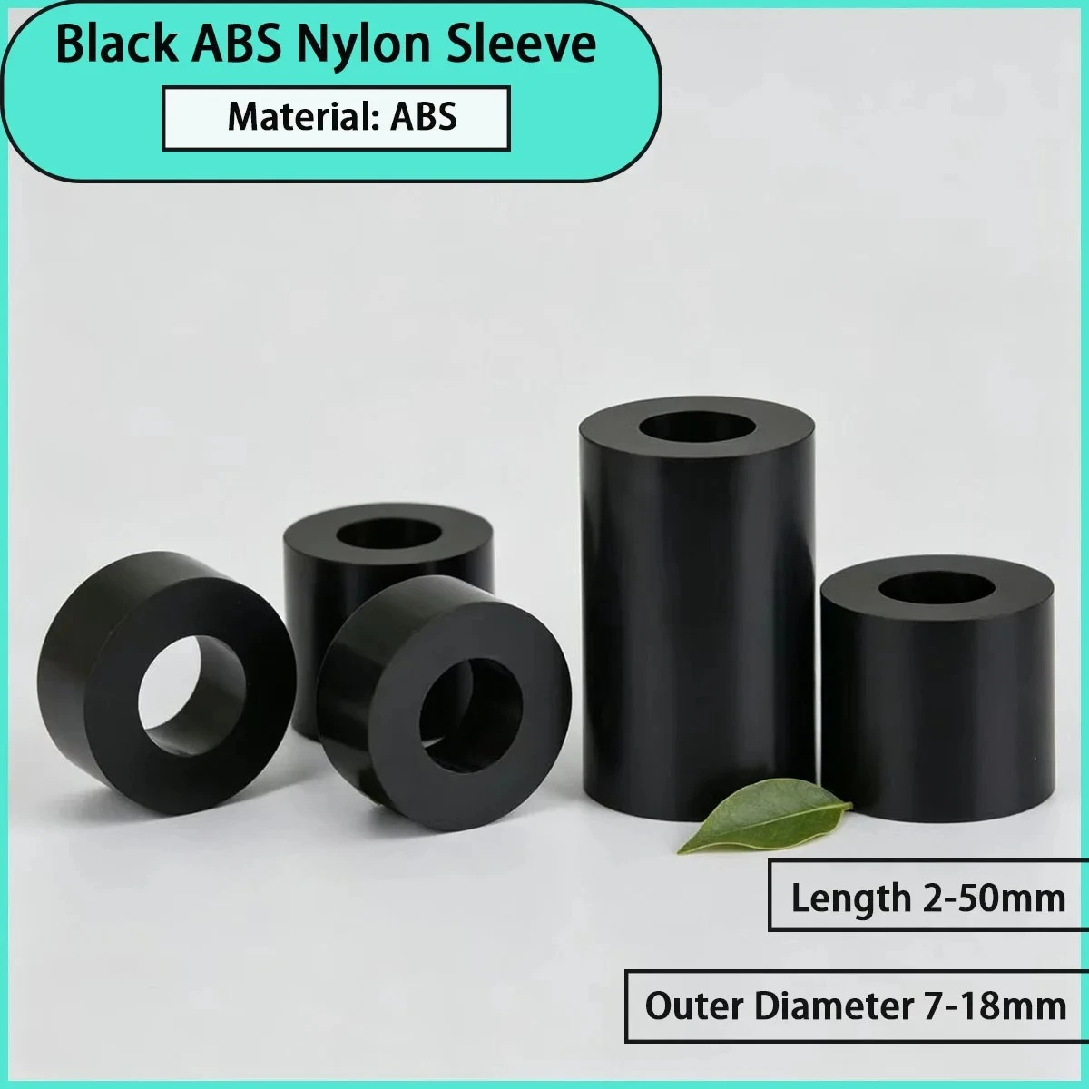 Black ABS nylon sleeve with an outer diameter of 7-18mm is used for machinery, hardware, household appliances, etc