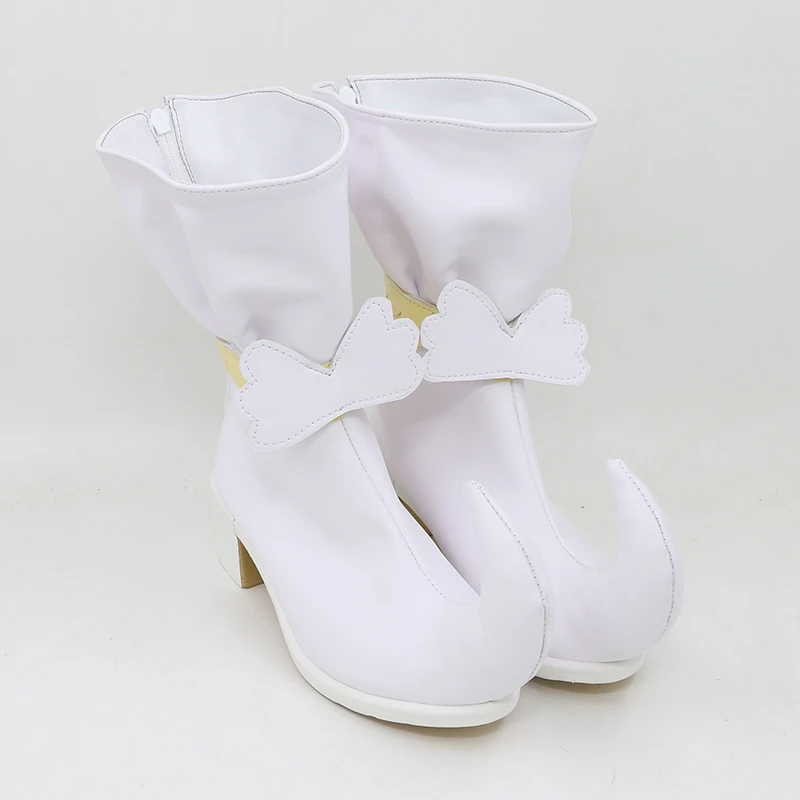 애니메이션 마법의 도레미 오자마조 도레미 코스프레 신발 부츠 소녀 여성 할로윈 크리스마스를위한 흰색 신발