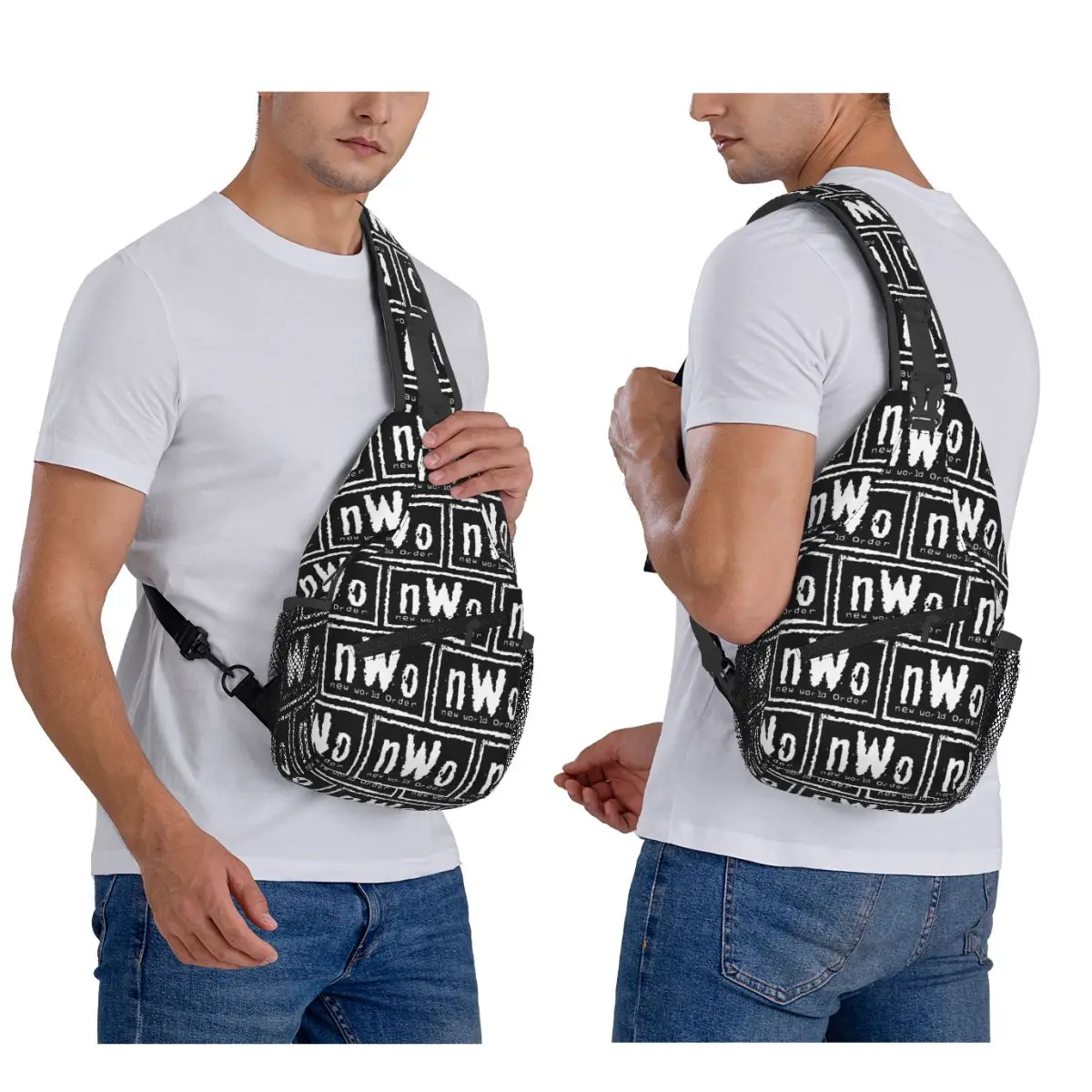 NWO New World Order Wrestling Chest Bag Men Sling Crossbody Backpack Chest Bag Travel Hiking Daypack Shoulder Bag