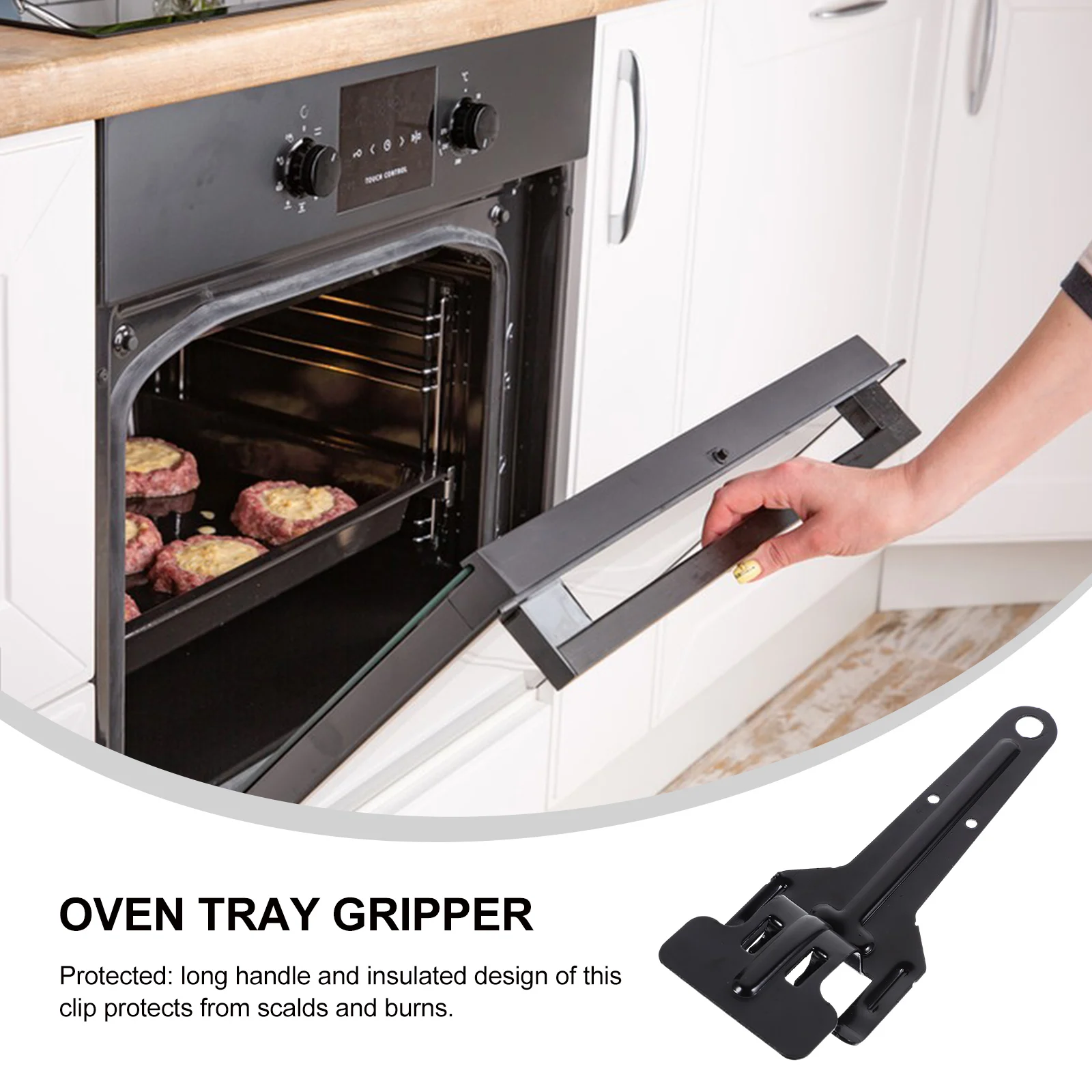 

1pc Oven Tray Handle Anti-Scald Clip Baking Pan Gripper Kitchen Tool Insulated Plate Holder Nonslip Ovenware Clamp
